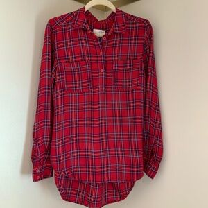 Universal Thread Red M Lightweight Long Sleeve Plaid Alpine Scandi Girl Normcore